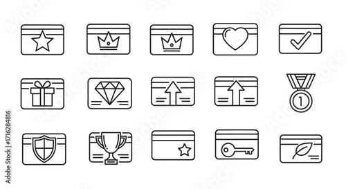 Hand drawn loyalty program icons set featuring rewards gifts stars badges and trophies for marketing vector