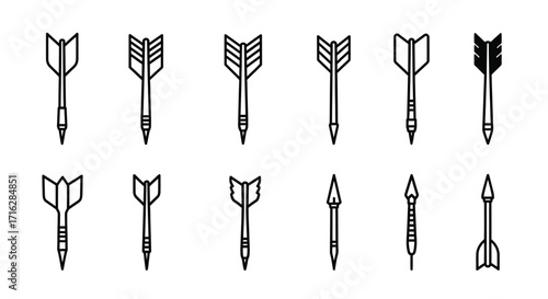 Collection of vintage and modern dart arrows for game and sport vector