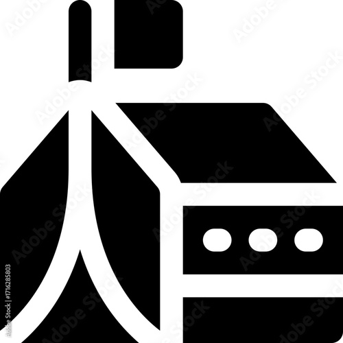 camping glyph icon. Strong and solid vector icon for websites, mobile interfaces, presentations, and visual branding. High quality and easy to edit.