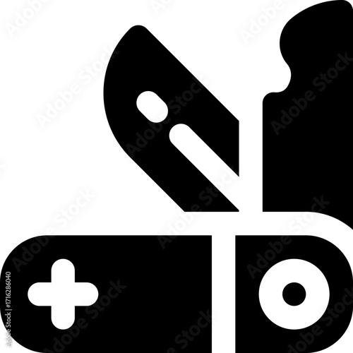 pocket knife glyph icon. Strong and solid vector icon for websites, mobile interfaces, presentations, and visual branding. High quality and easy to edit.
