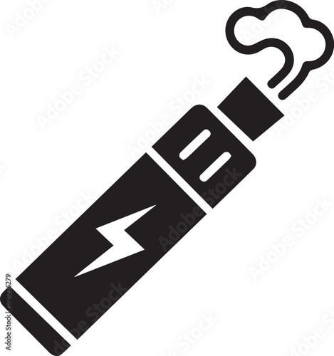 Vector art of vape pen logo featuring a lightning bolt and smoke