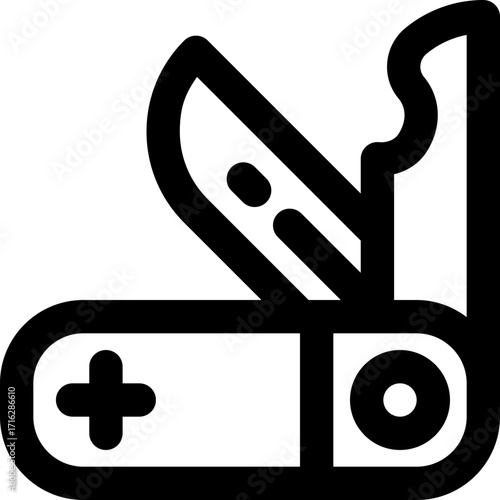 pocket knife line icon. Clean and minimalist vector icon for websites, mobile apps, presentations, and logos. Fully scalable and customizable for any project.