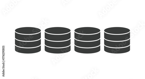 Four stacks of dark gray coins representing finance and wealth accumulation vector