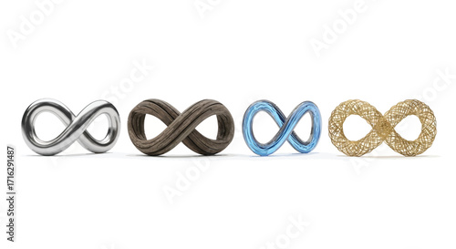 Four distinct infinity symbols representing concepts of eternity and endless possibilities vector