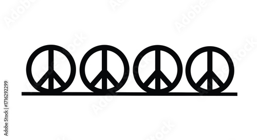Row of four classic peace symbols line up together offering hope for harmony and unity vector