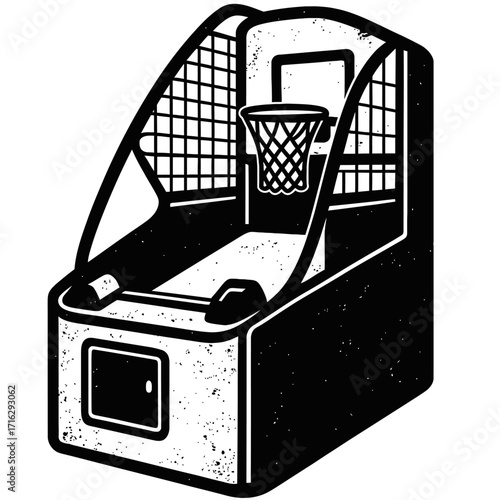 Classic Arcade Basketball Shooting Game Machine Icon Vector Illustration. Perfect for Game Room Decor, Sports Event Promotions, Entertainment Center Websites, Retro Gaming Blogs, or Children's Play Ar