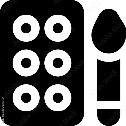 makeup palette glyph icon. Strong and solid vector icon for websites, mobile interfaces, presentations, and visual branding. High quality and easy to edit.