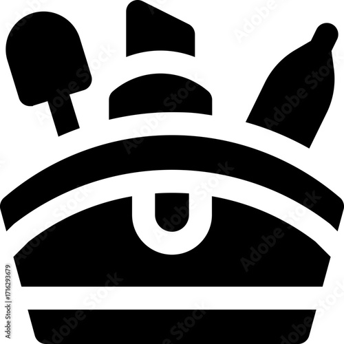 cosmetic bag glyph icon. Strong and solid vector icon for websites, mobile interfaces, presentations, and visual branding. High quality and easy to edit.