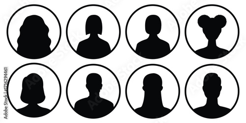 Men and women avatars set. Male and female silhouettes abstract people. User profiles badges. vector illustration.