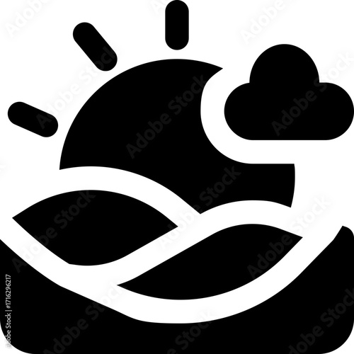 sunset glyph icon. Strong and solid vector icon for websites, mobile interfaces, presentations, and visual branding. High quality and easy to edit.