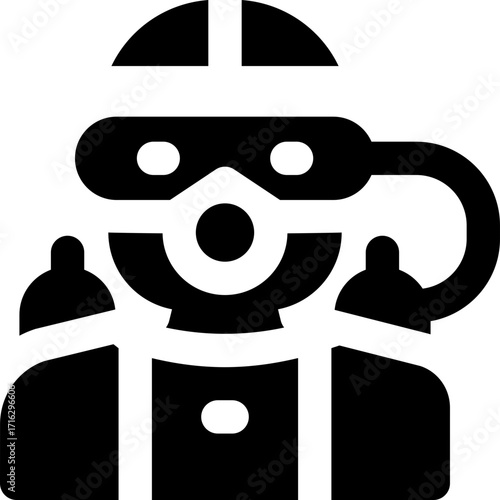 diver glyph icon. Strong and solid vector icon for websites, mobile interfaces, presentations, and visual branding. High quality and easy to edit.