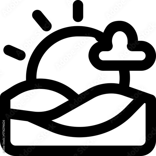 sunset line icon. Clean and minimalist vector icon for websites, mobile apps, presentations, and logos. Fully scalable and customizable for any project.