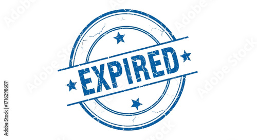 Vintage blue circle stamp with 'EXPIRED' text, signifying an outdated or no longer valid status mark