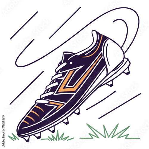 Dynamic soccer cleat capturing motion and speed for sports enthusiasts