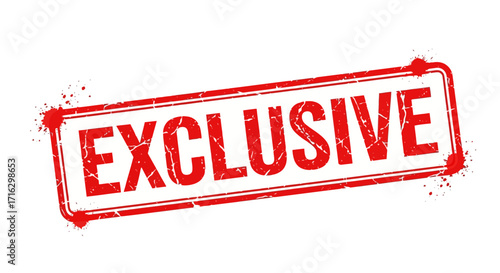 Exclusive Stamp Grunge Red Rectangle Texturized Design on Isolated White Background