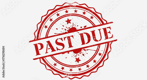 Grunge Red Stamp Graphic - 'PAST DUE' Notification with Distressed Edges and Ink Bleed