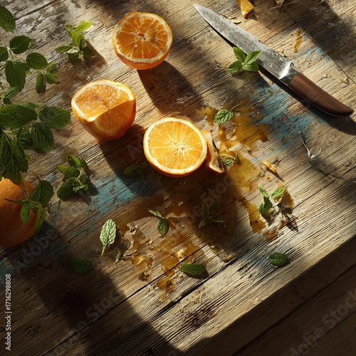 orange slices on the table