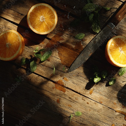 orange slices on the table