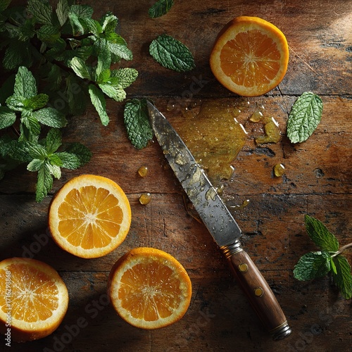 orange slices on the table