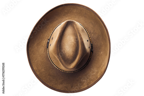 Classic cowboy hat high-quality leather brown western style rustic fashion accessory top view