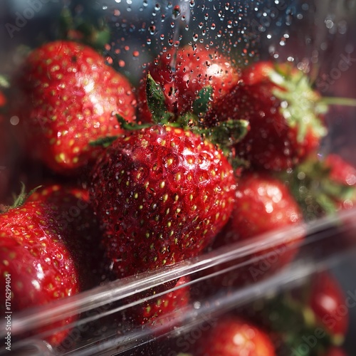 fresh strawberry in water