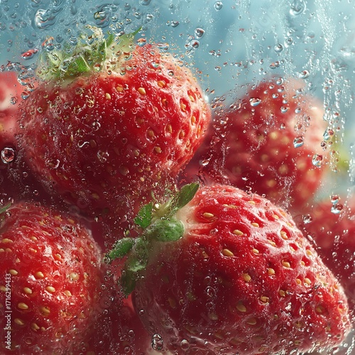 fresh strawberry in water