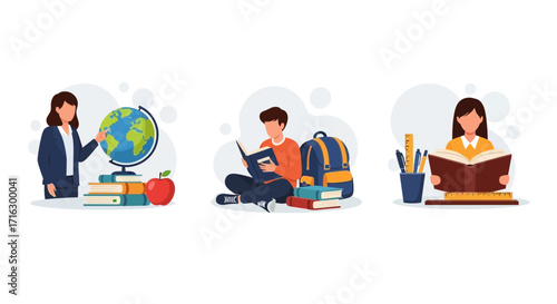 Education Learning, Teaching, and Studying Illustrations