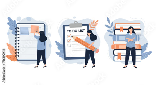 Managing Tasks Three Scenes of Productivity with Planning, To-Do Lists, and Book Stacks