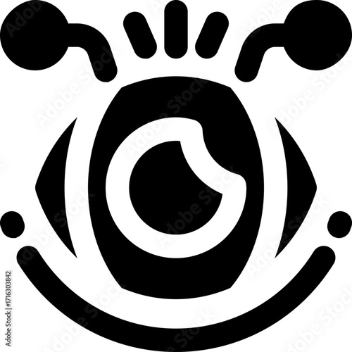 bionic eye glyph icon. Strong and solid vector icon for websites, mobile interfaces, presentations, and visual branding. High quality and easy to edit.