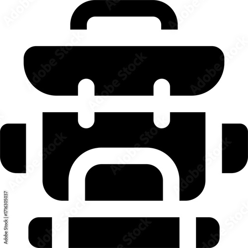 backpack glyph icon. Strong and solid vector icon for websites, mobile interfaces, presentations, and visual branding. High quality and easy to edit.