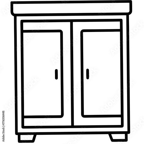 Wardrobe Icon with Double Doors and Handles
