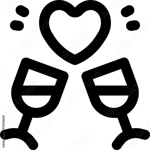 wine toast line icon. Clean and minimalist vector icon for websites, mobile apps, presentations, and logos. Fully scalable and customizable for any project.