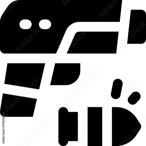 gun glyph icon. Strong and solid vector icon for websites, mobile interfaces, presentations, and visual branding. High quality and easy to edit.