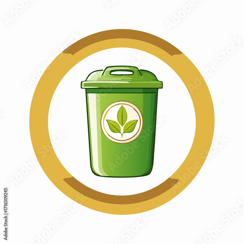 Eco-Friendly Energy Solutions Green Bin Recycling Icon