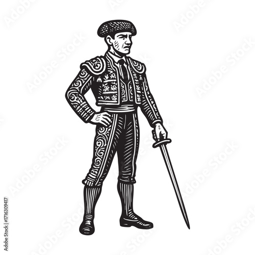 Engraved Illustration of Matador 