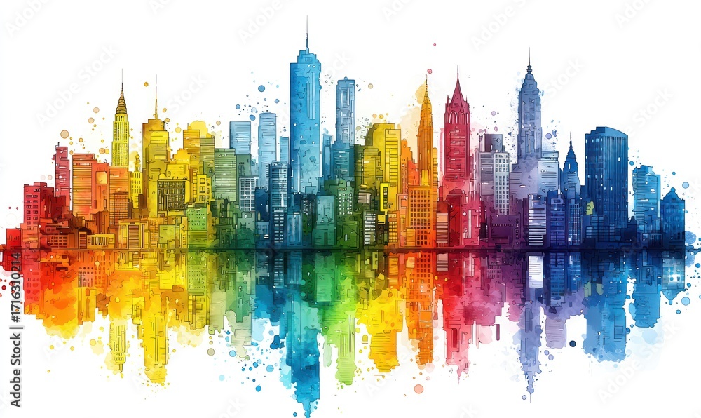 Obraz premium Colorful cityscape reflection