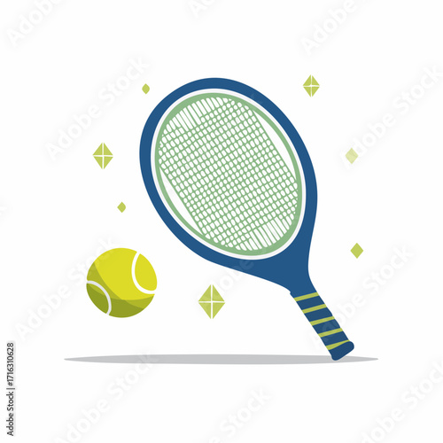 Tennis Racket with Ball – Sport Equipment Vector Illustration