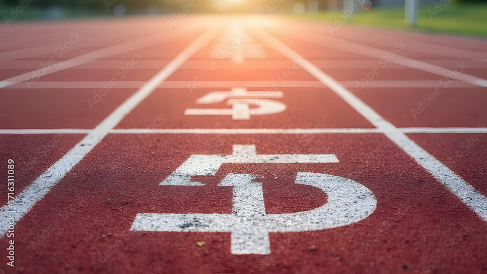 Fototapeta premium Track lane markings with white text area