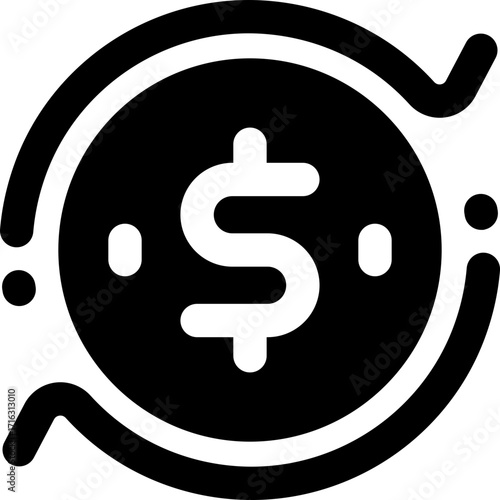 money flow glyph icon. Strong and solid vector icon for websites, mobile interfaces, presentations, and visual branding. High quality and easy to edit.