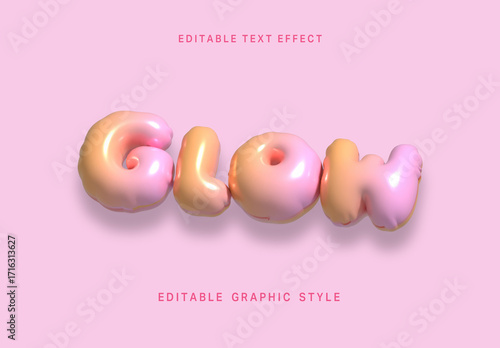Gradient Party Confetti Balloon Text Effect Glossy Inflate Font