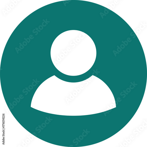 teal circular user profile avatar icon in flat simple vector style