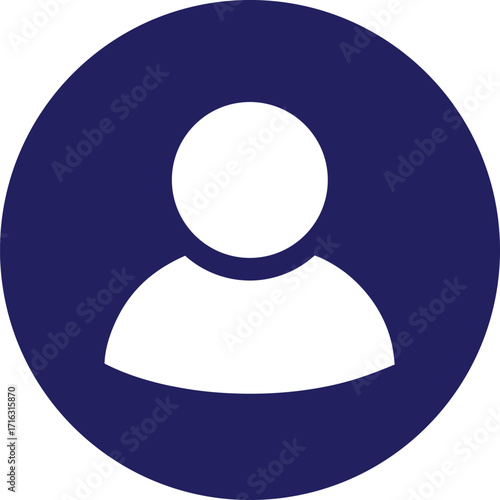 dark blue circular user profile avatar icon in minimalist flat design
