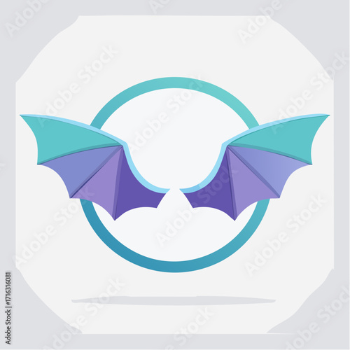Bat with Open Wings – Flat Vector Illustration