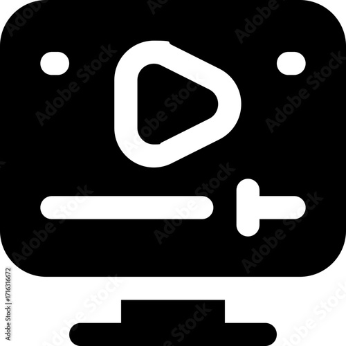 video lesson glyph icon. Strong and solid vector icon for websites, mobile interfaces, presentations, and visual branding. High quality and easy to edit.