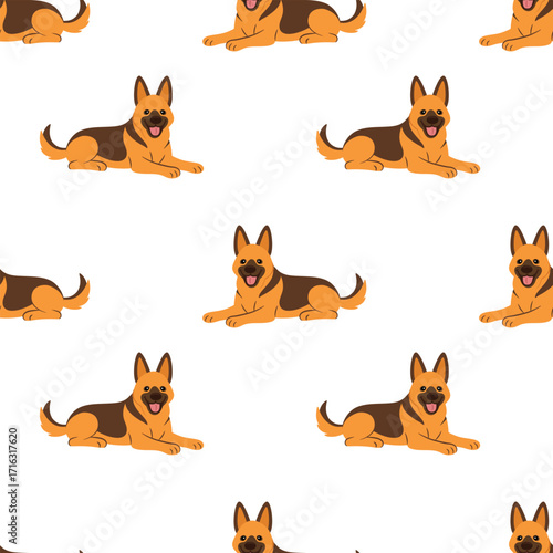German Shepherd dog seamless pattern