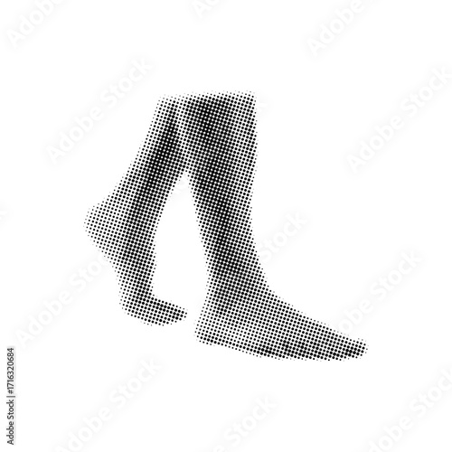 Human walking feet with retro dotted halftone texture