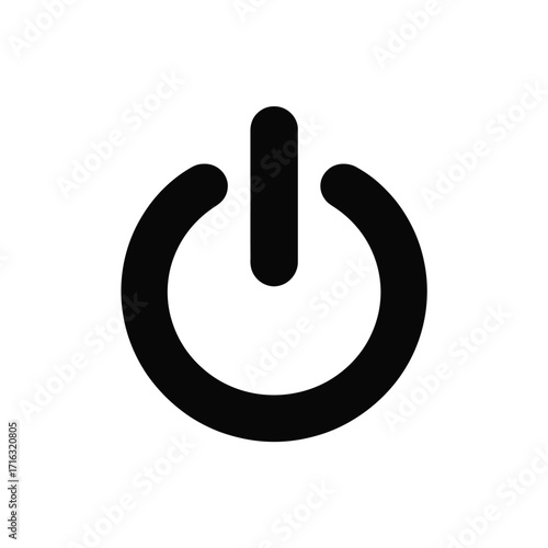 Scalable vector power button icon illustration for digital interfaces and electronics silhouette vector illustration white background