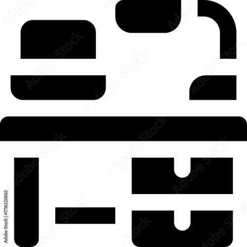 office desk glyph icon. Strong and solid vector icon for websites, mobile interfaces, presentations, and visual branding. High quality and easy to edit.