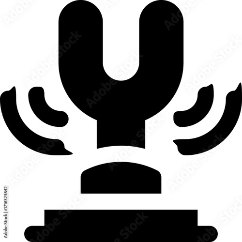 tuning fork glyph icon. Strong and solid vector icon for websites, mobile interfaces, presentations, and visual branding. High quality and easy to edit.