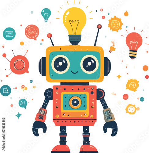 Creative AI Robot Generating Ideas